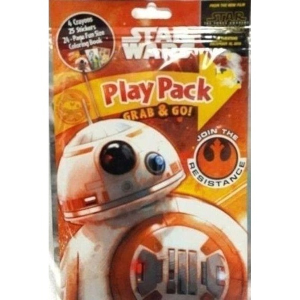 New Star Wars Play Pack Grab & Go Kids OS Orange BB-8 Coloring Stickers Crayons